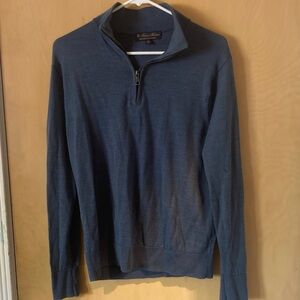 Brooks Brothers Men's Blue Quarter-Zip Sweater
